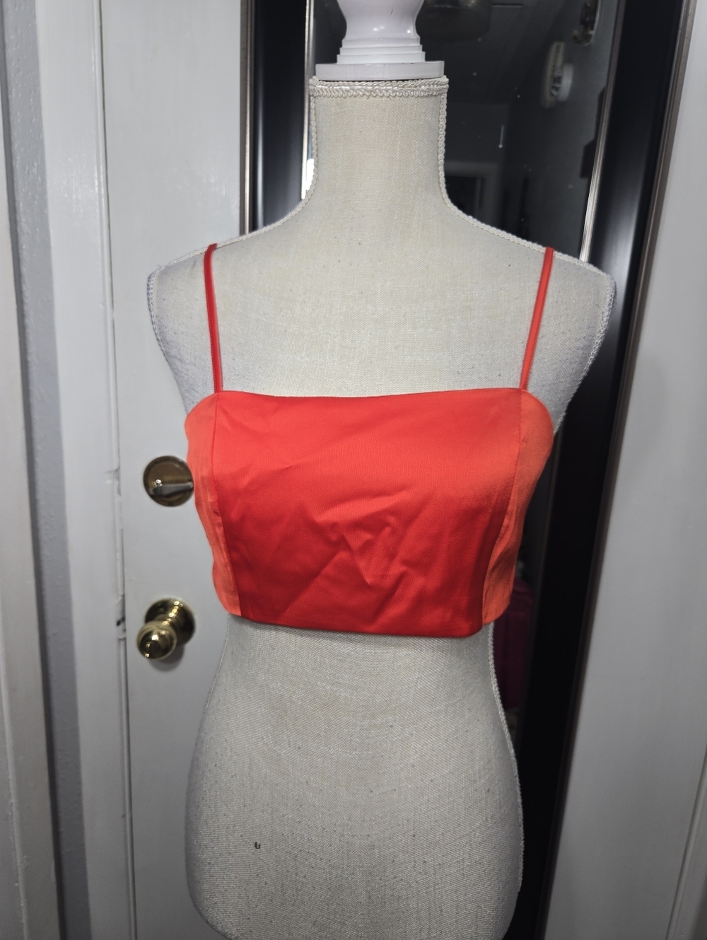 House Of Harlow 1960 Womens Red Satin Crop Top Smocking Women Sz S NWT - Picture 7 of 7